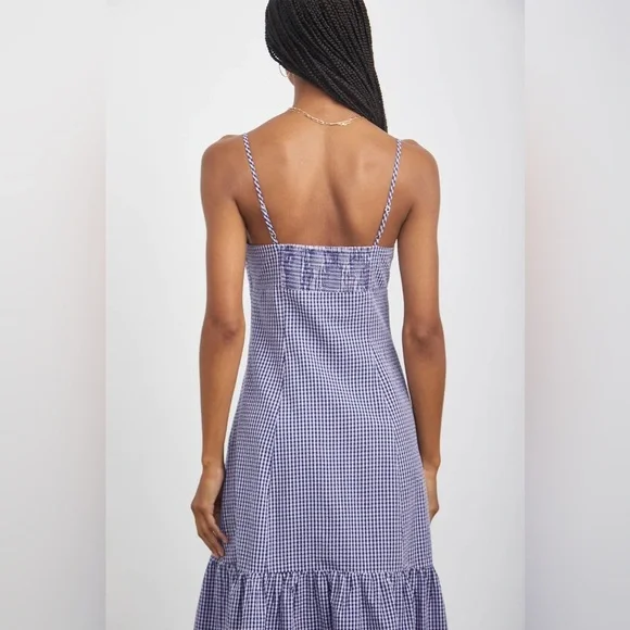 Rails Maeve Dress Navy Lilac Gingham Sundress | M - Picture 4 of 12